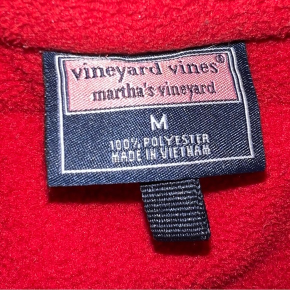 Men Vineyard Vines Red Fleece 1/4 Zip Pullover Shep Shirt Sweatshirt Size Medium - Picture 5 of 5